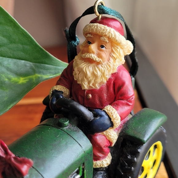 Vintage Santa Farming the Fields Santa Driving on the Tractor Christmas Ornament - Picture 6 of 10
